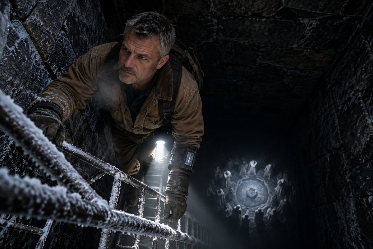 The cold hit him like a fist. His lungs seized, his eyes watered, his exposed skin burned.