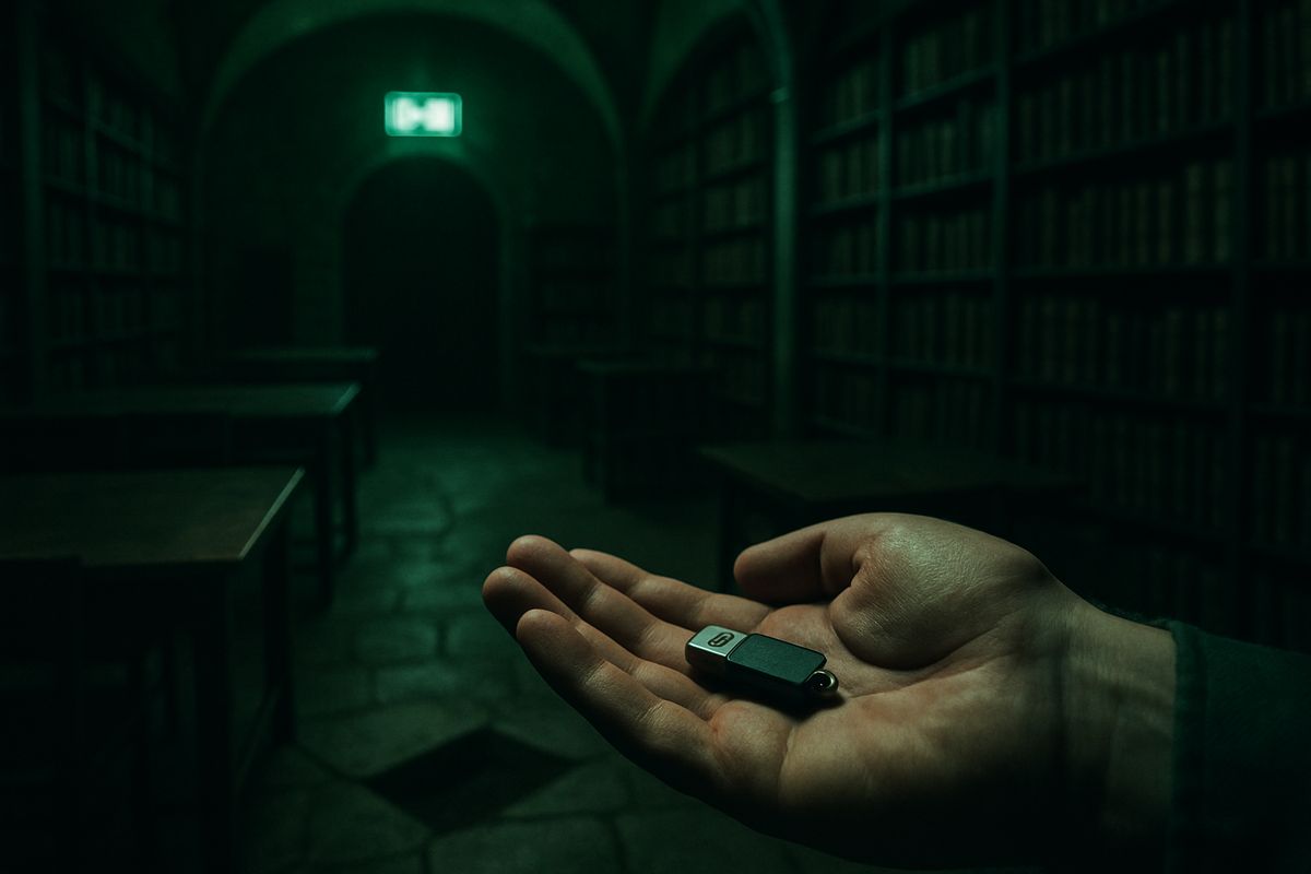 A USB drive. Newer than the other materials, maybe five years old.