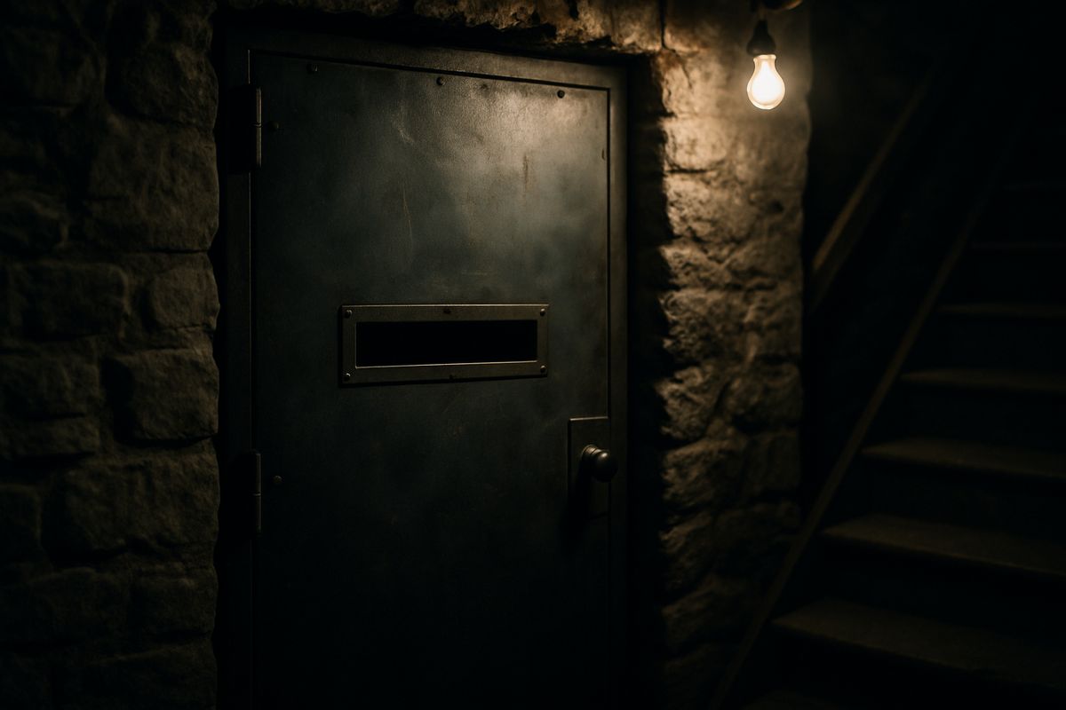 A feeding slot. Like a mail slot, but in a cellar door, in a house in the middle of a Swedish forest.
